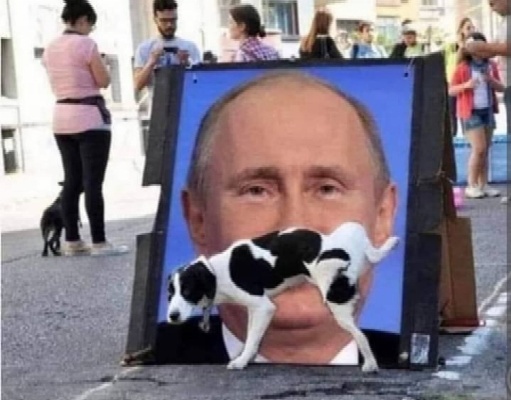 Dogs PISS on Vladimir Putin